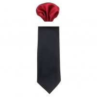 Cravata barbati cu batista negru rosu Gama CRVT-GM-0060-Negru-Rosu