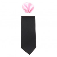 Cravata barbati cu batista negru roz Gama CRVT-GM-0017-Negru-Roz