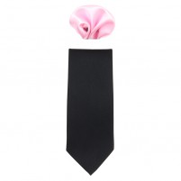 Cravata barbati cu batista negru roz Gama CRVT-GM-0052-Negru-Roz