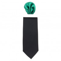 Cravata barbati cu batista negru verde Gama CRVT-GM-0009-Negru-Verde