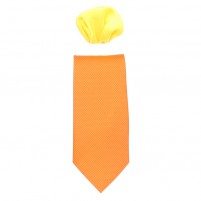 Cravata barbati cu batista portocaliu galben Gama CRVT-GM-0027-Portocaliu-Galben