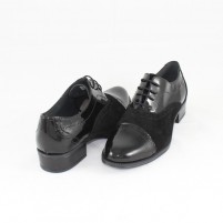 Pantofi piele intoarsa dama negru Nicolis lac 50631-Negru-Lac-Velur