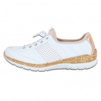 Pantofi dama alb roz Rieker relax confort N42G8-80-Alb-Roz