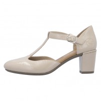 Pantofi dama bej Rieker toc mediu 41087-60-Bej