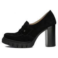 Pantofi piele intoarsa dama negru Filippo toc mediu DP4671-24-BK-Negru