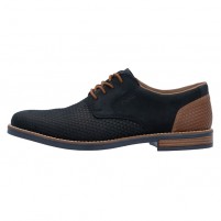 Pantofi piele naturala barbati albastru maro Rieker relax confort 13509-14-Albastru-Maro