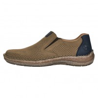 Pantofi piele naturala barbati bej bleumarin Rieker relax confort 03076-64-Bej-Bleumarin