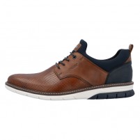 Pantofi piele naturala barbati maro albastru Rieker relax confort 14450-22-Maro-Albastru