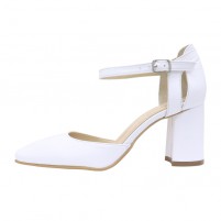 Pantofi piele naturala dama alb Nike Invest toc mediu S1207-Alb