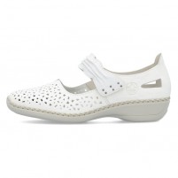 Pantofi piele naturala dama alb Rieker relax confort 41399-80-Alb
