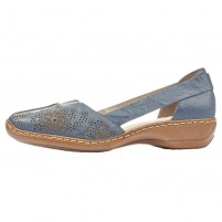 Pantofi piele naturala dama albastru Rieker relax confort 41396-12-Albastru