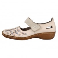 Pantofi piele naturala dama bej Rieker relax confort 41369-60-Bej