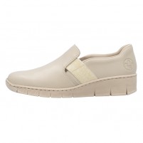 Pantofi piele naturala dama bej Rieker relax confort 53784-60-Bej