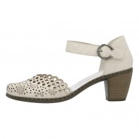 Pantofi piele naturala dama bej Rieker toc mediu 40902-60-Bej