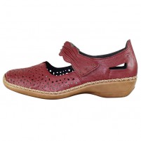 Pantofi piele naturala dama bordo Rieker relax confort 41399-35-Red