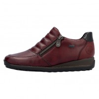 Pantofi piele naturala dama bordo Rieker relax confort impermeabil 44268-35-Bordo