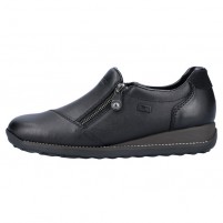 Pantofi piele naturala dama negru Rieker relax confort impermeabil 44265-00-Negru