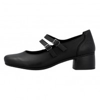 Pantofi piele naturala dama negru Rieker toc mic 41651-00-Negru