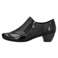 Pantofi piele naturala dama negru Rieker toc mic 41757-00-Negru