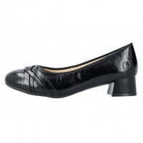 Pantofi piele naturala dama negru Rieker toc mic 45068-00-Negru