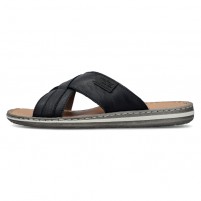 Papuci piele naturala barbati negru Rieker relax confort 21082-00-Negru