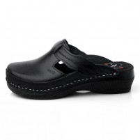 Saboti piele naturala dama negru Dr. Batz medicinali Flower-Negru