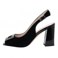 Sandale piele intoarsa dama negru Epica toc mediu K3K320107A-01-I-Negru