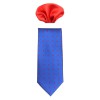 Cravata barbati cu batista - albastru, rosu, Gama - CRVT-GM-0014-Albastru-Rosu