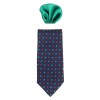 Cravata barbati cu batista - bleumarin, verde, Gama - CRVT-GM-0010-Bleumarin-Verde