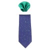 Cravata barbati cu batista - bleumarin, verde, Gama - CRVT-GM-0039-Bleumarin-Verde