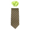 Cravata barbati cu batista - maro, verde, Gama - CRVT-GM-0021-Maro-Verde