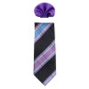Cravata barbati cu batista - negru, mov, albastru, Gama - CRVT-GM-0023-Negru-Mov-Albastru