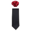 Cravata barbati cu batista - negru, rosu, Gama - CRVT-GM-0060-Negru-Rosu