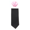 Cravata barbati cu batista - negru, roz, Gama - CRVT-GM-0017-Negru-Roz