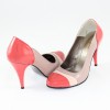 Pantofi piele naturala dama - bej, coral, multicolor, Nike Invest - toc inalt - M420-Or-Bej