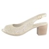 Pantofi piele naturala dama - bej, auriu, Dogati shoes - toc mic - 803-11-Bej