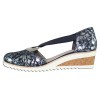 Pantofi piele naturala dama - bleumarin, argintiu, Remonte - toc mediu - D5502-14-blue-combination