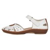 Pantofi piele naturala dama - alb, maro, Rieker - relax, confort - M1672-80-Alb-Maro