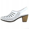 Pantofi piele naturala dama - alb, Rieker - toc mediu - 40959-80-Weiss