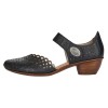 Pantofi piele naturala dama - negru, Rieker - toc mic - 43753-00-Negru