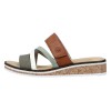 Papuci dama - verde, alb, maro, Rieker - relax, confort - V3652-91-Verde-Alb-Maro