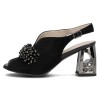 Sandale piele intoarsa dama - negru, Filippo - toc mediu - DS6180-24-BK-SU-Negru