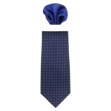 Cravata barbati cu batista bleumarin Gama CRVT-GM-0005-Bleumarin