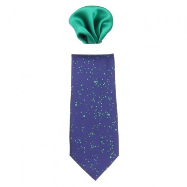 Cravata barbati cu batista bleumarin verde Gama CRVT-GM-0039-Bleumarin-Verde