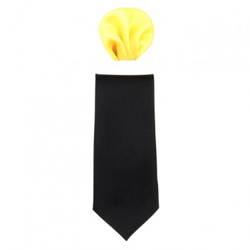 Cravata barbati cu batista negru galben Gama CRVT-GM-0035-Negru-Galben