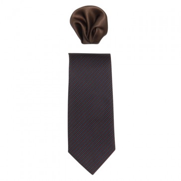 Cravata barbati cu batista negru maro Gama CRVT-GM-0012-Negru-Maro