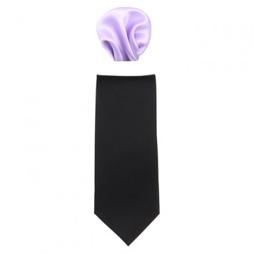 Cravata barbati cu batista negru mov Gama CRVT-GM-0051-Negru-Mov