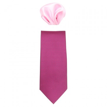 Cravata barbati cu batista pink roz Gama CRVT-GM-0040-Pink-Roz
