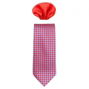 Cravata barbati cu batista rosu cu flori Gama CRVT-GM-0004-Rosu