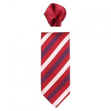 Cravata barbati cu batista rosu visiniu roz Gama CRVT-GM-0024-Rosu-Visiniu-Roz